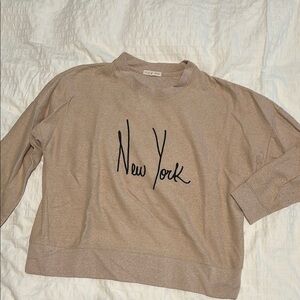 PacSun Tan Boxy 3/4 Sleeve Sweatshirt